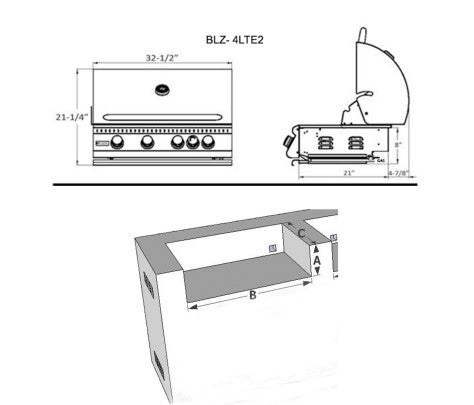 Blaze Premium LTE 32-Inch 4-Burner Built-In Natural Gas Grill With Rear Infrared Burner & Grill Lights - BLZ-4LTE2-NG