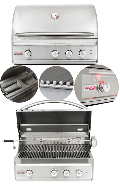 Blaze Professional LUX 44-Inch 4-Burner Built-In Natural Gas Grill With Rear Infrared Burner - BLZ-4PRO-NG