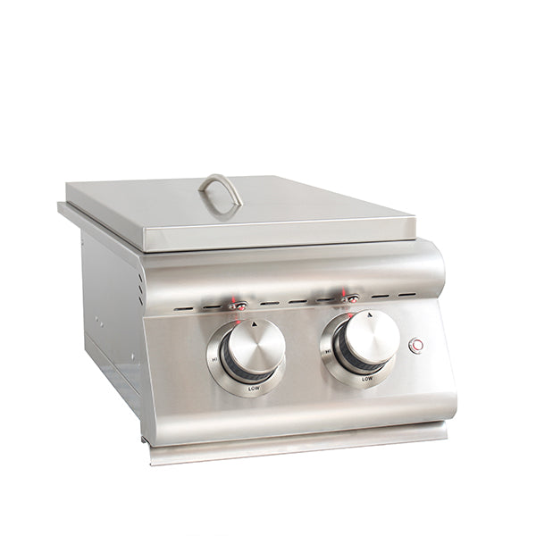 Blaze Premium LTE Built-In Natural Gas Stainless Steel Double Side Burner With Lid - BLZ-SB2LTE-NG