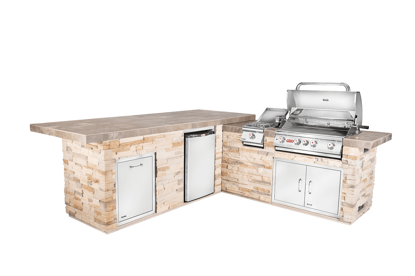 Gourmet Q L Shaped Outdoor Kitchen & Grill Rock