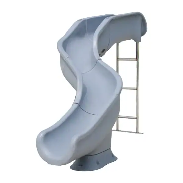 The RT15 Landscape Pool Slide (GPPSRT15) features a curved gray slide with a metal ladder, white background.