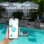 Aiper Surfer M1 cordless water skimmer top view|Aiper Surfer M1 solar panel detail|Aiper Surfer M1 skimming pool surface|Aiper Surfer M1 app control interface|Aiper Surfer M1 debris collection basket|Aiper Surfer M1 paddle wheel mechanism|Aiper Surfer M1 ultrasonic sensors|Aiper Surfer M1 DC charging adapter|Aiper Surfer M1 UV-resistant construction