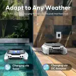 Aiper Surfer M1 cordless water skimmer top view|Aiper Surfer M1 solar panel detail|Aiper Surfer M1 skimming pool surface|Aiper Surfer M1 app control interface|Aiper Surfer M1 debris collection basket|Aiper Surfer M1 paddle wheel mechanism|Aiper Surfer M1 ultrasonic sensors|Aiper Surfer M1 DC charging adapter|Aiper Surfer M1 UV-resistant construction
