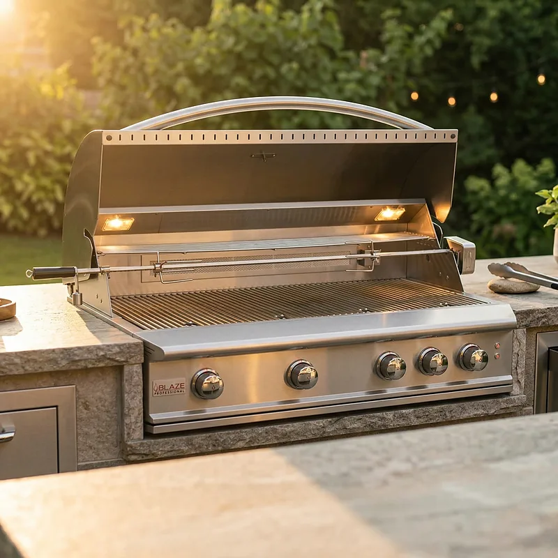 Blaze Professional LUX 44-inch 4-burner built-in gas grill in outdoor kitchen