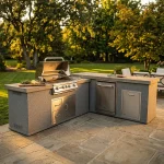 Bull Versa Q outdoor kitchen island on stone patio