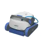 Dolphin S300 robotic pool cleaner front view|Dolphin S300 scrubbing brushes close-up|Dolphin S300 top-load filter access|Dolphin S300 cleaning pool waterline|Dolphin S300 MyDolphin Plus app spot cleaning|Dolphin S300 navigating pool wall