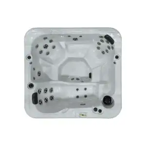 Garden Leisure GL635L 6-person hot tub front angle view|Garden Leisure GL635L hot tub interior with LED lighting