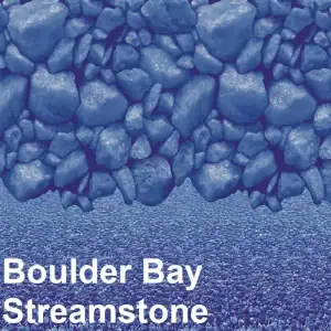 GLI Splash Series oval above ground pool liner with Boulder Bay wall and Streamstone floor