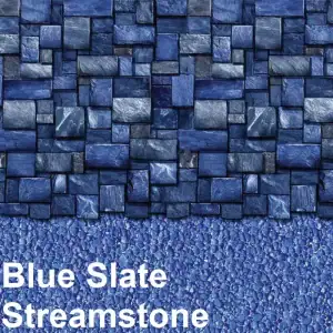 GLI Splash Series round above ground pool liner with Blue Slate wall and Streamstone floor