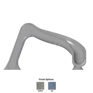 Global Pool Products Sidewinder deck mounted pool slide|Sidewinder pool slide front angle|Sidewinder slide side view|Sidewinder pool slide rear view|Sidewinder slide lifestyle backyard installation|Sidewinder slide ladder detail|Sidewinder pool slide assembly top view|Sidewinder slide flume detail|Sidewinder pool slide bottom angle