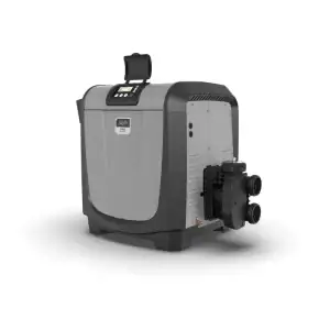Jandy JXiQ pool and spa heater with VersaFlo front view|Jandy JXiQ heater rear panel connections|Jandy JXiQ heater installation side view|Jandy JXiQ heater LCD display panel|Jandy JXiQ heater plumbing connections|Jandy JXiQ heater standard controller|Jandy JXiQ heater internal components|Jandy JXiQ heater top-down view