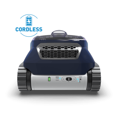 Front view of Polaris FREEDOM™ Plus Cordless (FRP550CTLR) displayed at a Long Island pool supplies store.