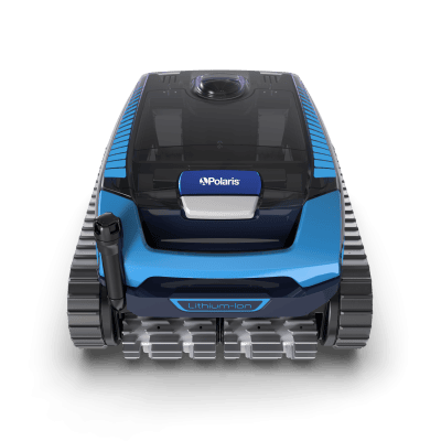 Front view of the Polaris FREEDOM™ Plus Cordless (FRP550CTLR) in blue/black, top pool supply option.