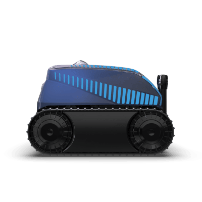 Polaris FREEDOM™ Plus Cordless (FRP550CTLR) with black tracks on display at Pool Supplies Long Island.