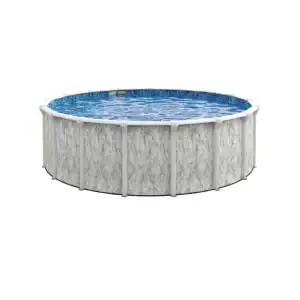 Summit Round 52" High Above Ground Pool in gray marble shown, ideal for Long Island pool supplies.