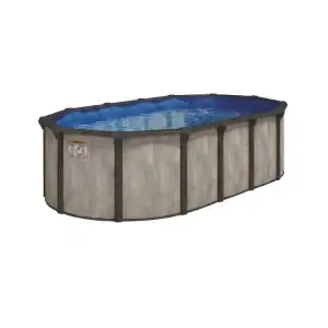 St.Luna Oval 52" high above ground pool with stylish gray sides, suitable for Long Island & Queens, NY.