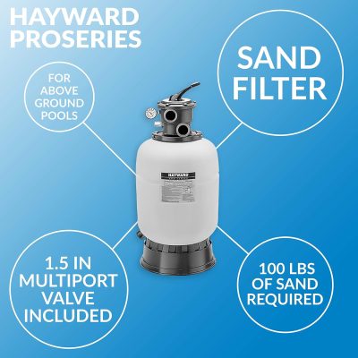 The Hayward ProSeries sand filter is shown upright, popular for pool supplies in Long Island and Queens.