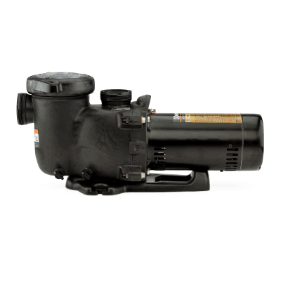 Black pool pump with a side inlet and top filter cap, suitable for NY pool supplies in Long Island.