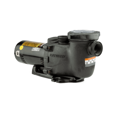 A black Hayward pool pump with attached electric motor, available at pool supplies in Long Island, NY.