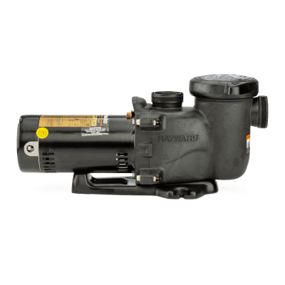A black Hayward pool pump with visible motor and ports, available from pool supplies in Long Island.