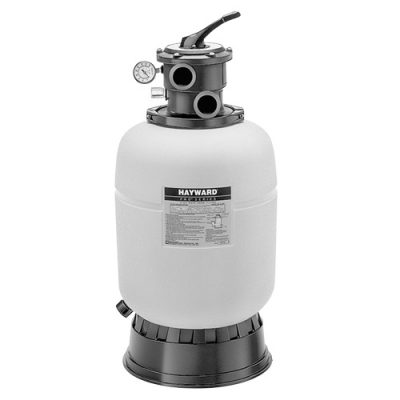 ProSeries 16" Sand Filter with VariFlo XL Valve displayed on a patio, ideal for Long Island pools.