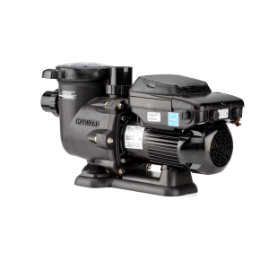 A black Hayward pool pump with a large motor sits ready for installation in Long Island or Queens, NY.