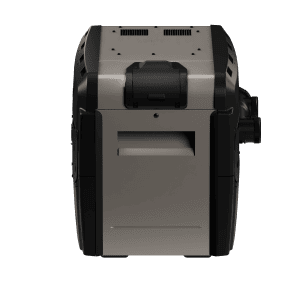 Front view of a gray and black desktop printer, perfect for use in Long Island or Queens pool supply stores.