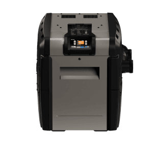 Front view of Universal H-Series 135,000 BTU Natural Gas Heater with OmniX, seen in a studio setting.