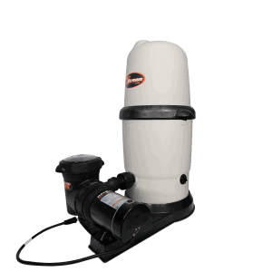A white and black pool filter pump system shown, suitable for NY pool supplies in Long Island or Queens.