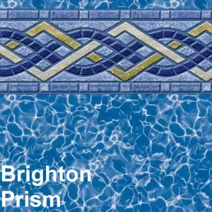 Blue pool liner with mosaic tile border featuring "Brighton Prism"—pool supplies Long Island, Queens NY.
