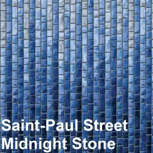 Blue rectangular mosaic tiles in dark and light shades, perfect for pools in Long Island or Queens, NY.