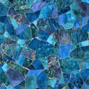Blue Lapis All Over Pattern shows blue and teal tiles with gold veining, ideal for elegant pool designs.
