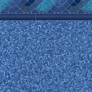 Blue Trinidad Tile Jamaica floor liner with a mosaic border featured in a stylish Long Island home.