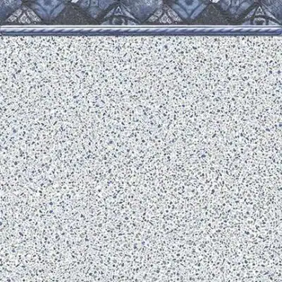 Blue and white diamond border of Caswell Beach Tile on Sandy Point floor, perfect for Long Island pools.