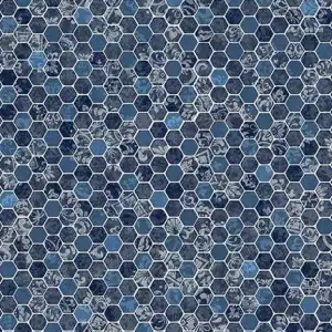 A blue honeycomb mosaic tile pattern, ideal for pools in Long Island and Queens, NY.