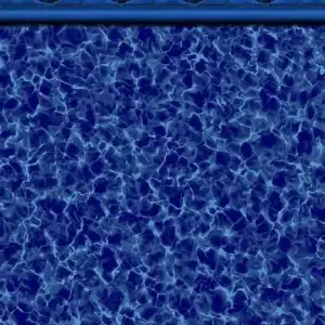 The New Key Largo Tile/Sierra Floor features wavy blue water and a mosaic border, ideal for pools.