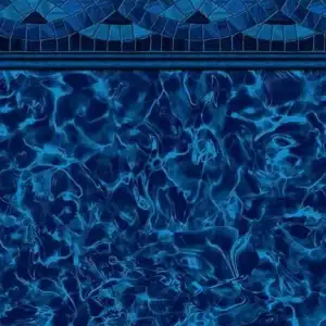 Blue pool water with shimmering light reflections, topped by Sea Storm Floor Royal Island Tile border.