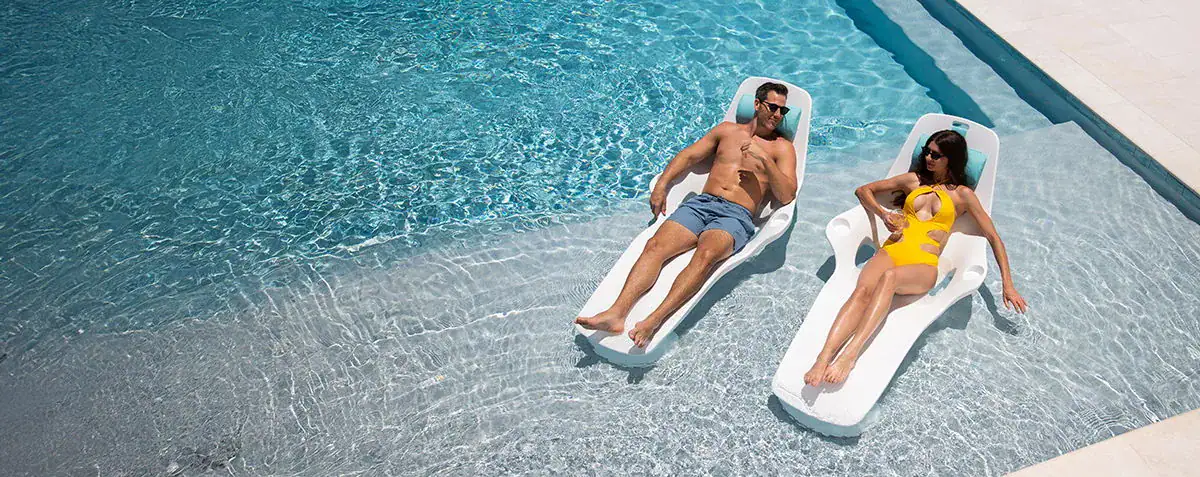 Tenjam in-pool loungers — modern furniture in and around the pool