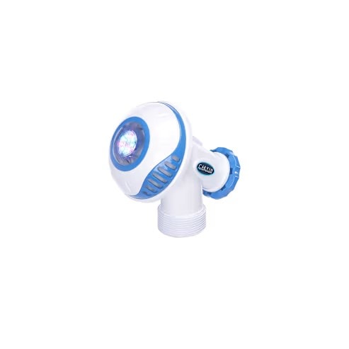 The Carvin StarBright Color LED Pool Light features a white round lens, remote, and threaded base.