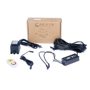 Carvin StarSeries Starter Kit 9413612000 displayed with power adapters, cables, and a remote.