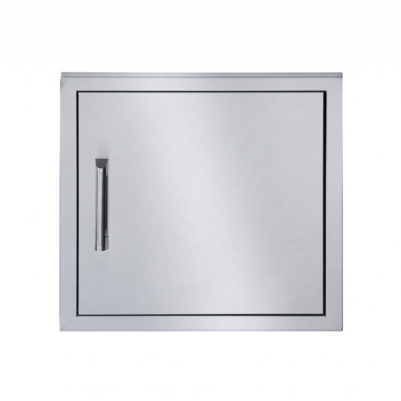 Broilmaster 24″ x 22″ stainless steel single access door with a vertical handle.
