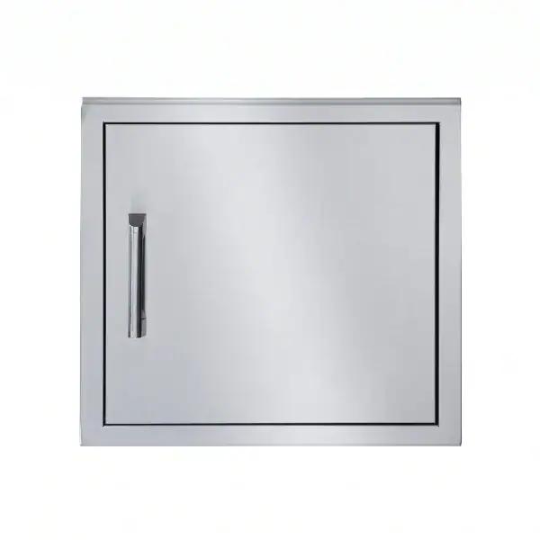 Broilmaster 24″ x 22″ stainless steel single access door with a vertical handle.